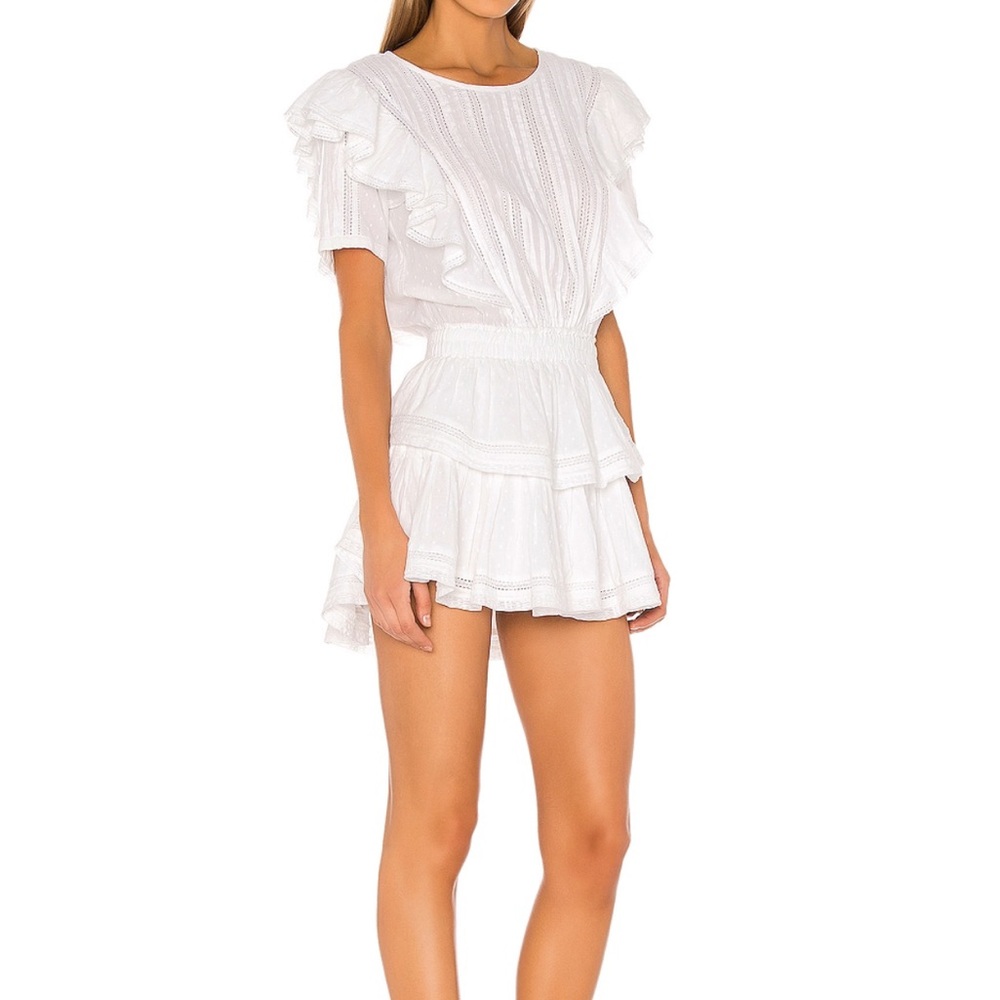 LoveShackFancy White Ruffle Mini Dress
